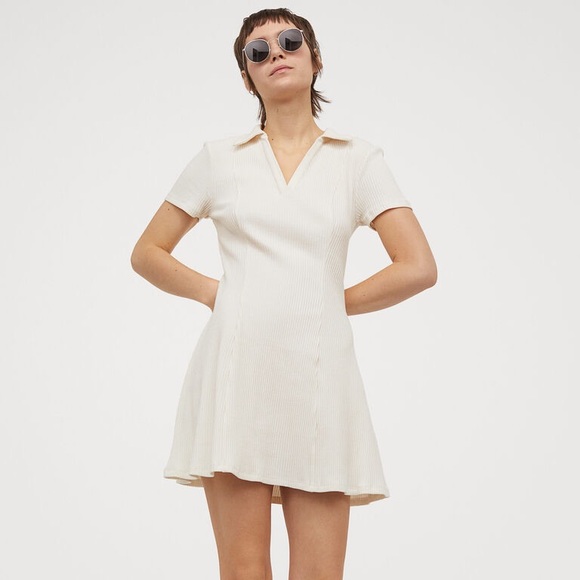 open lace back dress 3/piece] Ribbed V-Neck Short Sleeve Mini Bodycon Dress  Capella Outlet